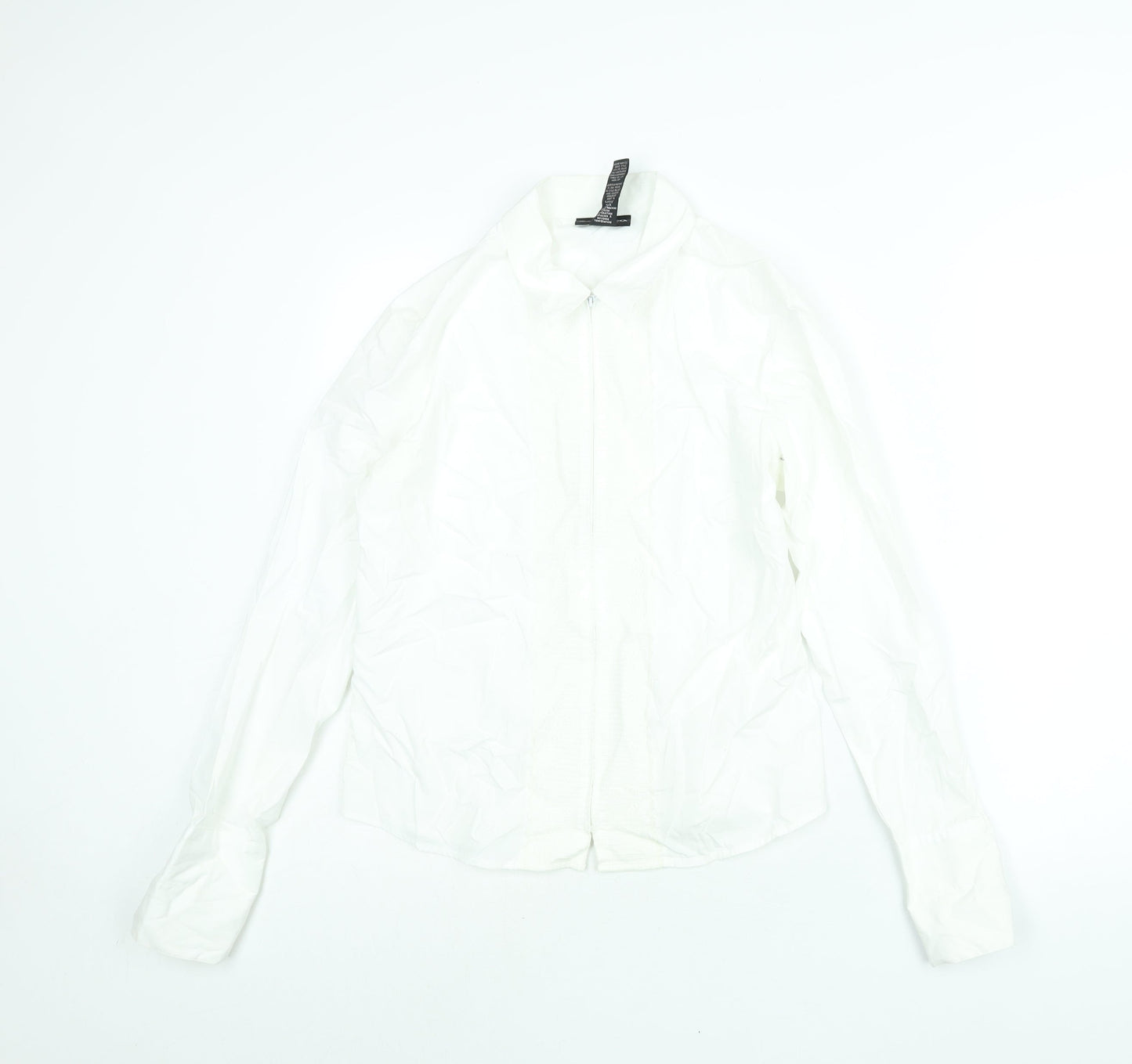 Style&co. Womens White Cotton Basic Blouse Size 8 Collared - Lace Trim