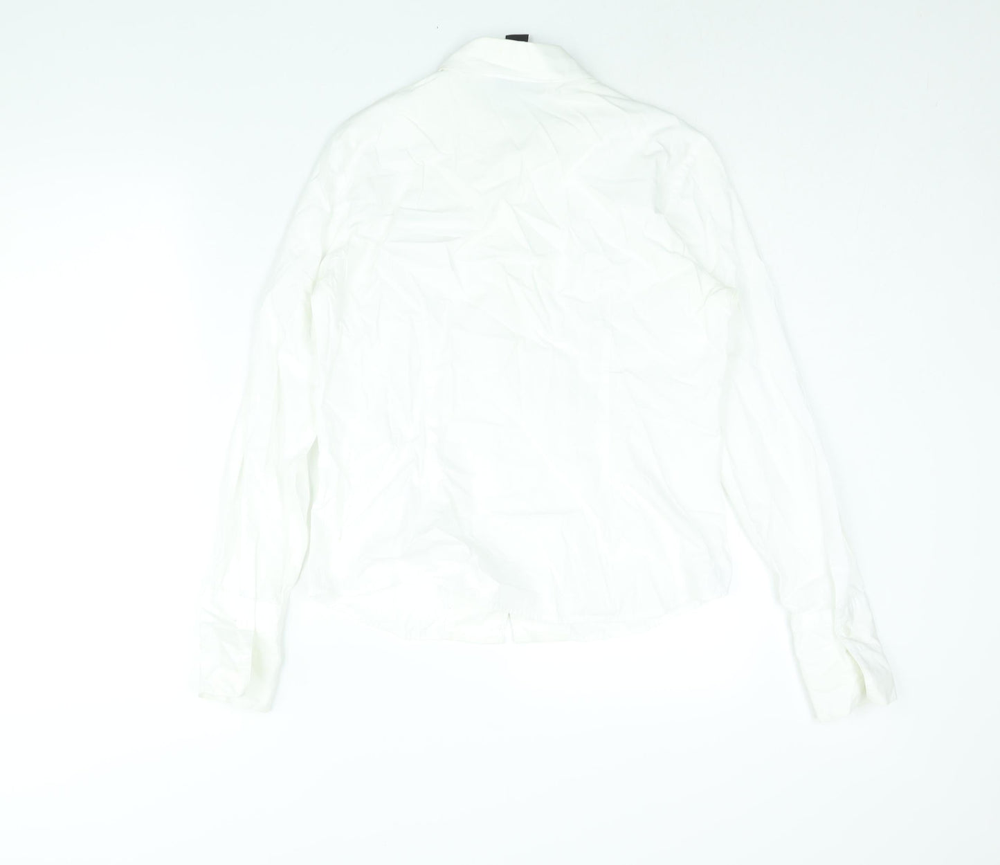 Style&co. Womens White Cotton Basic Blouse Size 8 Collared - Lace Trim