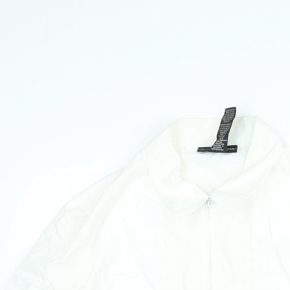 Style&co. Womens White Cotton Basic Blouse Size 8 Collared - Lace Trim