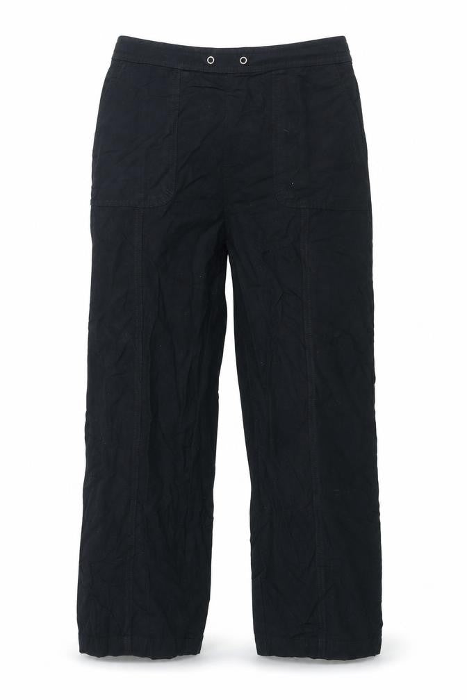 EWM Womens Black Cotton Trousers Size 32 in L25 in Regular - Elasticated Waist