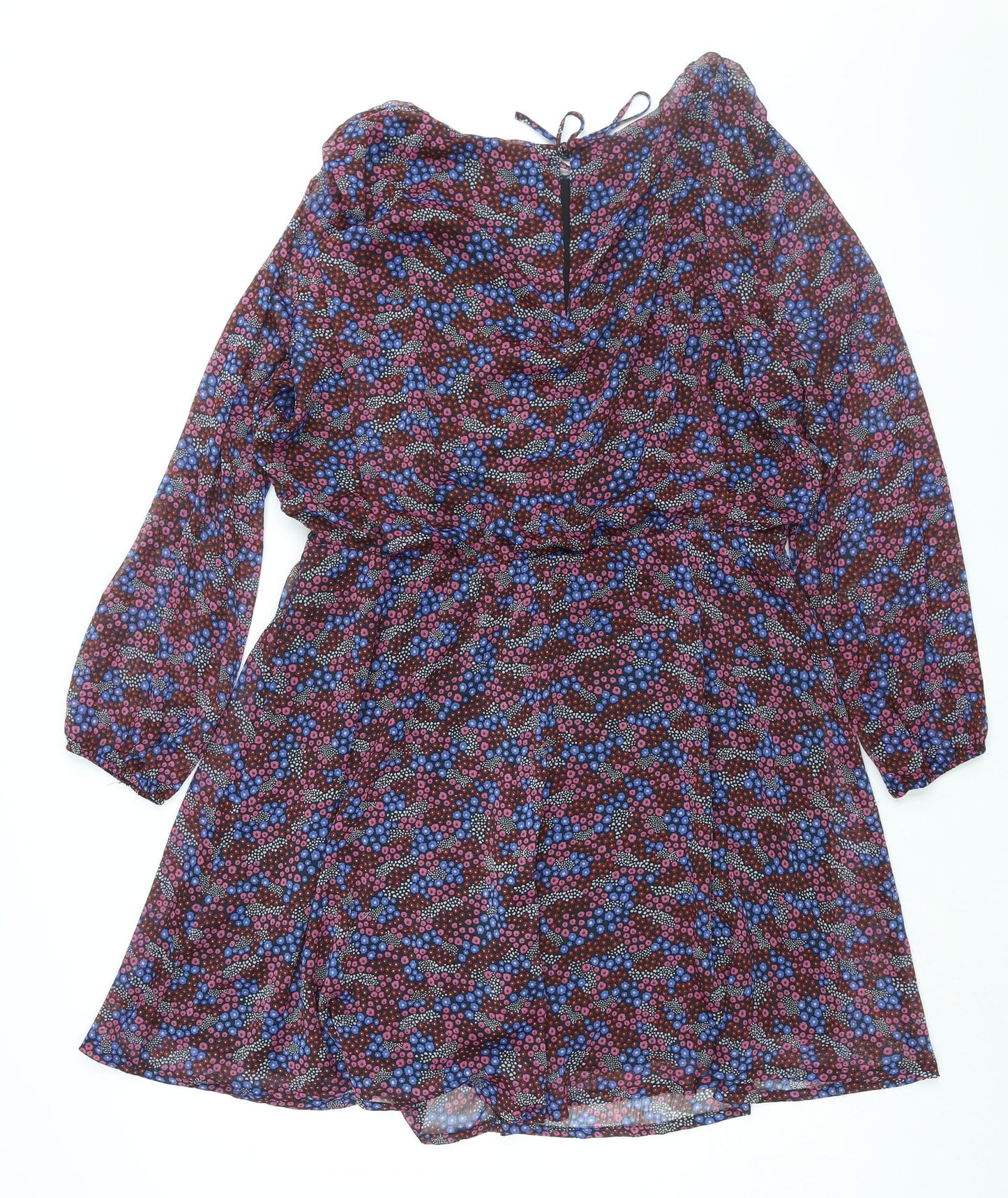 La Redoute Womens Multicoloured Floral Polyester Shift Size 14 Round Neck Tie
