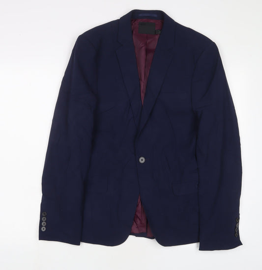 ASOS Mens Blue Polyester Jacket Suit Jacket Size 38 Regular