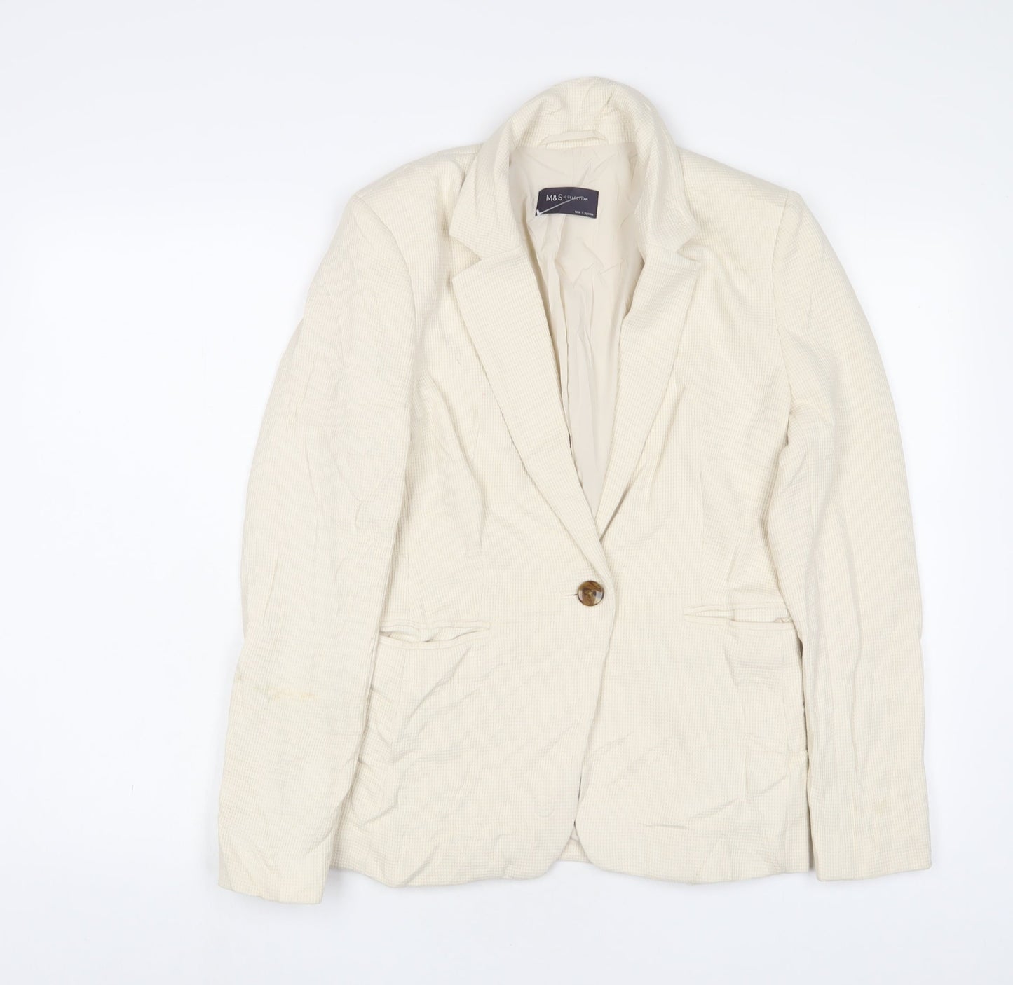 Marks and Spencer Womens Ivory Jacket Blazer Size 8 Button