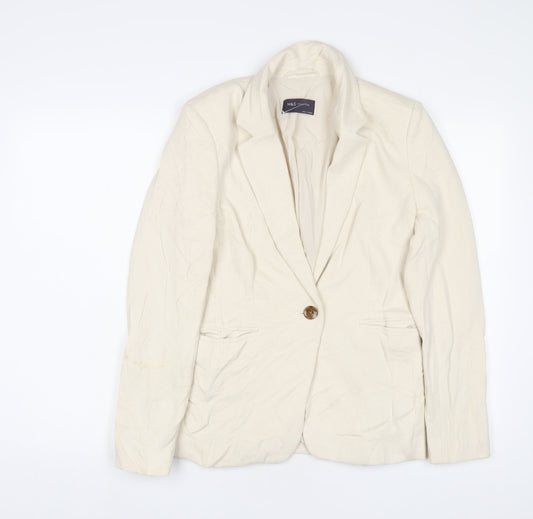 Marks and Spencer Womens Ivory Jacket Blazer Size 8 Button