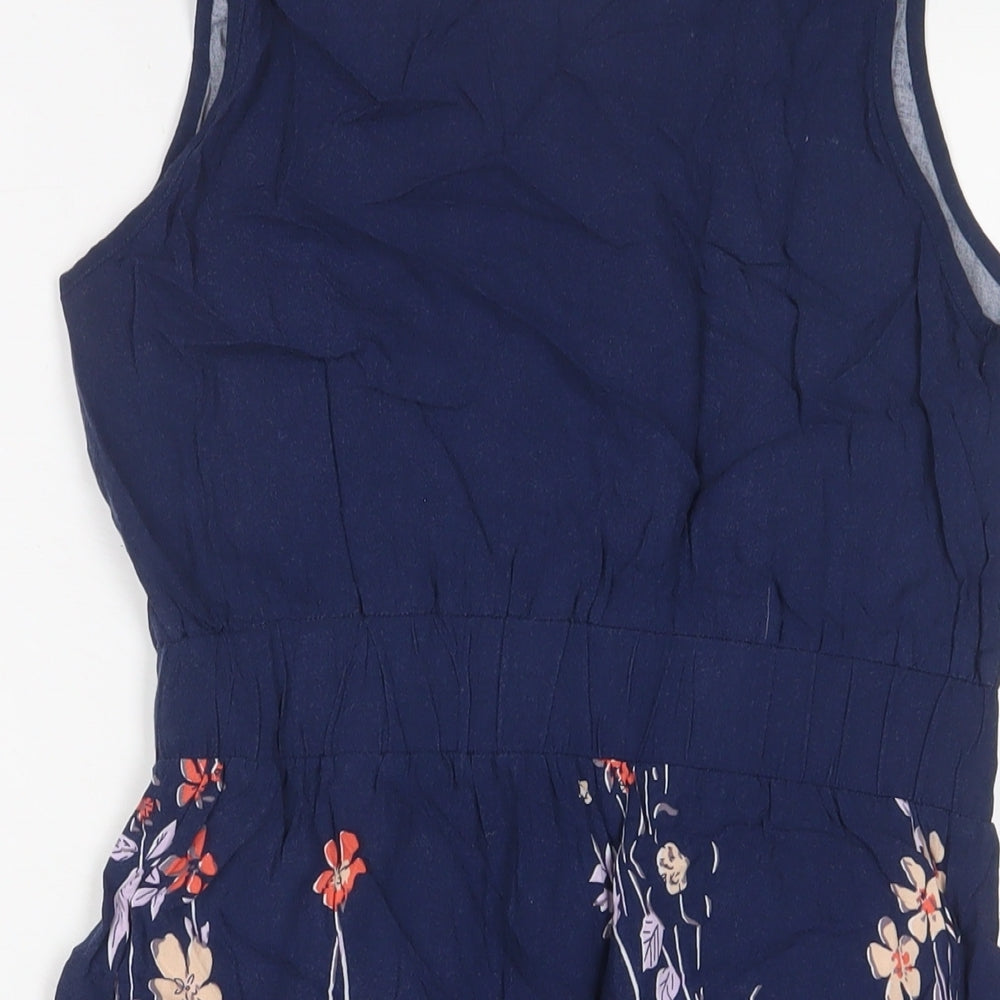 Apricot Womens Blue Floral Viscose A-Line Size 12 V-Neck Pullover
