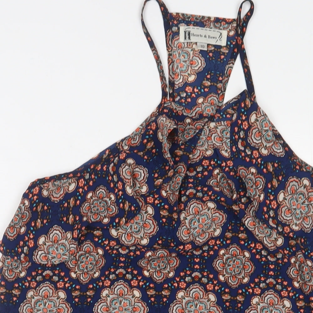 Hearts & Bows Womens Multicoloured Fair Isle Polyester A-Line Size 10 V-Neck Pullover - Cold Shoudler