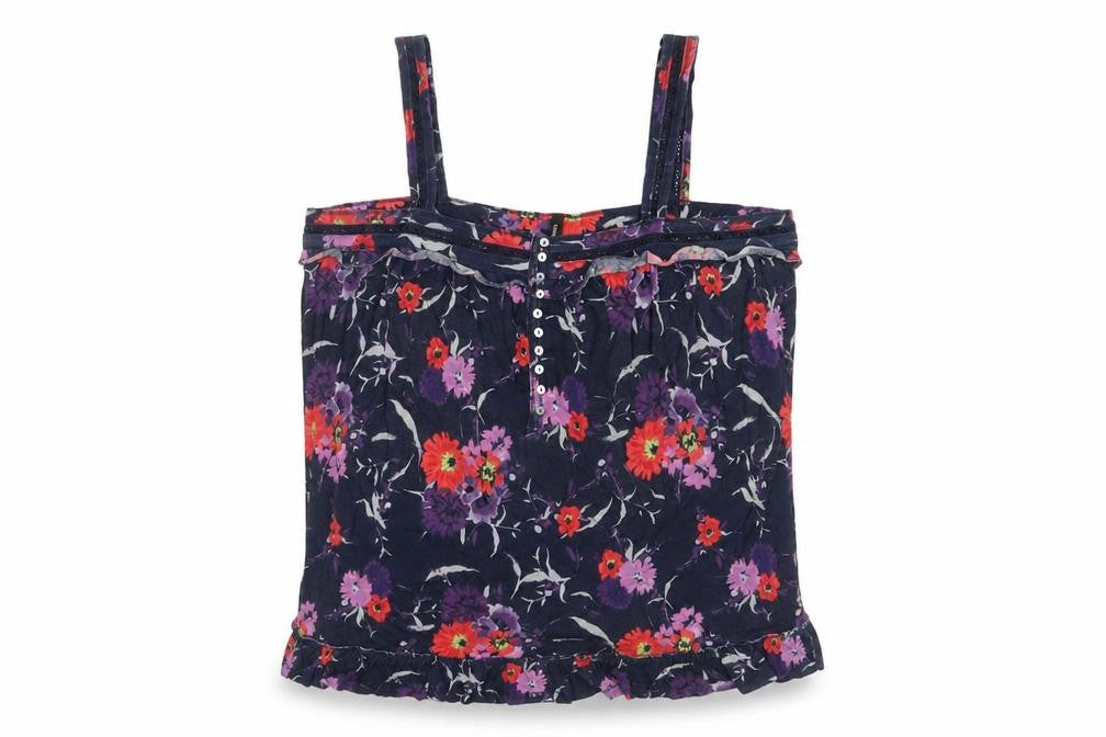 Marks & Spencer Womens Purple Floral Cotton Basic Tank Size 18 Square Neck - Embroidered