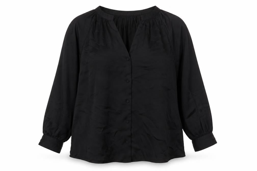 H&M Womens Black Polyester Basic Blouse Size 14 V-Neck