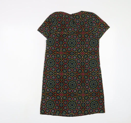 New Look Girls Multicoloured Geometric Polyester A-Line Size 10-11 Years Boat Neck Button