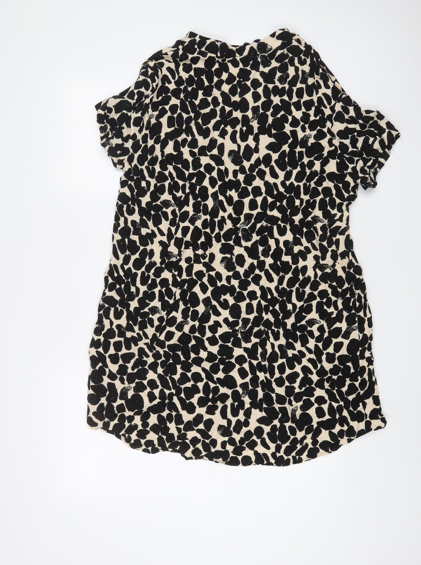 H&M Womens Black Geometric Viscose A-Line Size L V-Neck Pullover