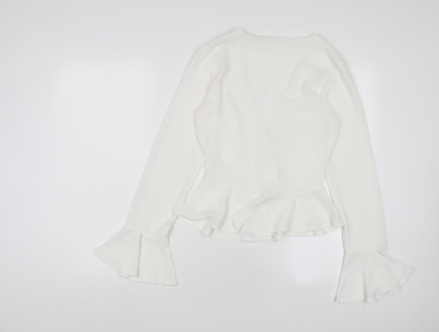 Missguided Womens White Polyester Basic Blouse Size 6 V-Neck