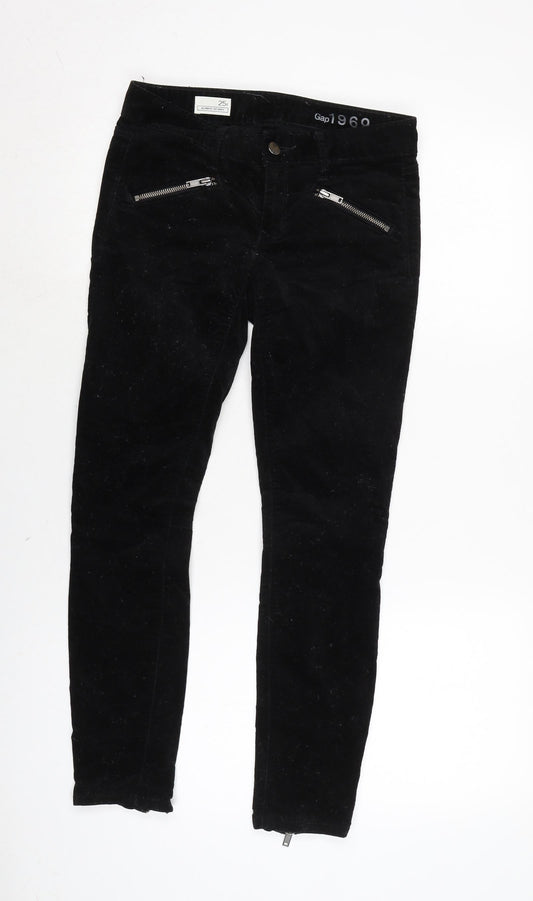 Gap Womens Black Cotton Trousers Size 26 in L25 in Regular Zip - Zips to back.