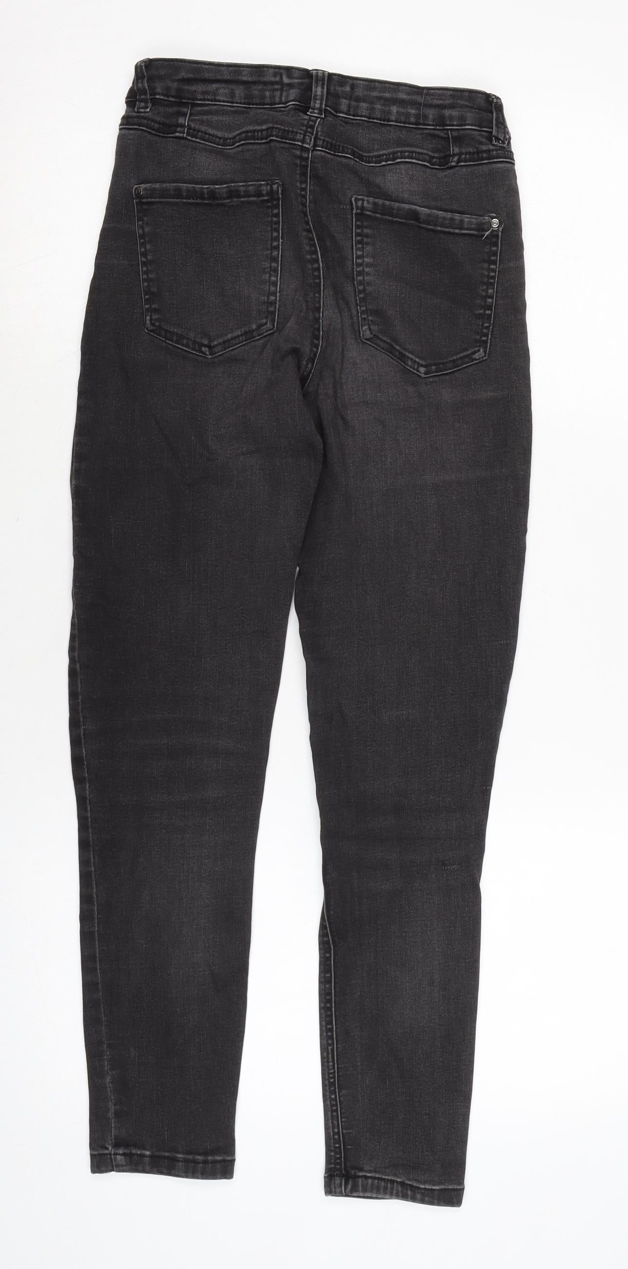 RESERVED Mens Grey Cotton Blend Tapered Jeans Size 28 in L26 in Regular Zip