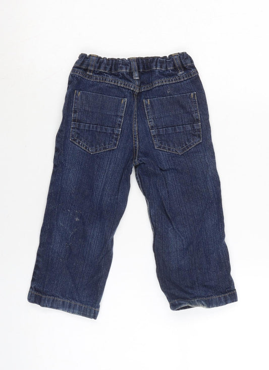 TU Girls Blue Cotton Capri Jeans Size 18-24 Months Button - Waist 18In-Inside Leg 13In.