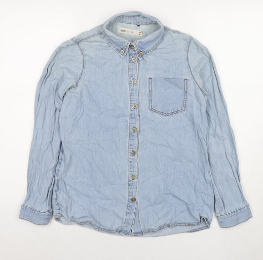 ASOS Womens Blue Cotton Basic Button-Up Size 6 Collared