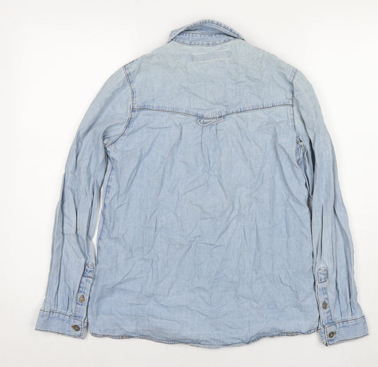 ASOS Womens Blue Cotton Basic Button-Up Size 6 Collared