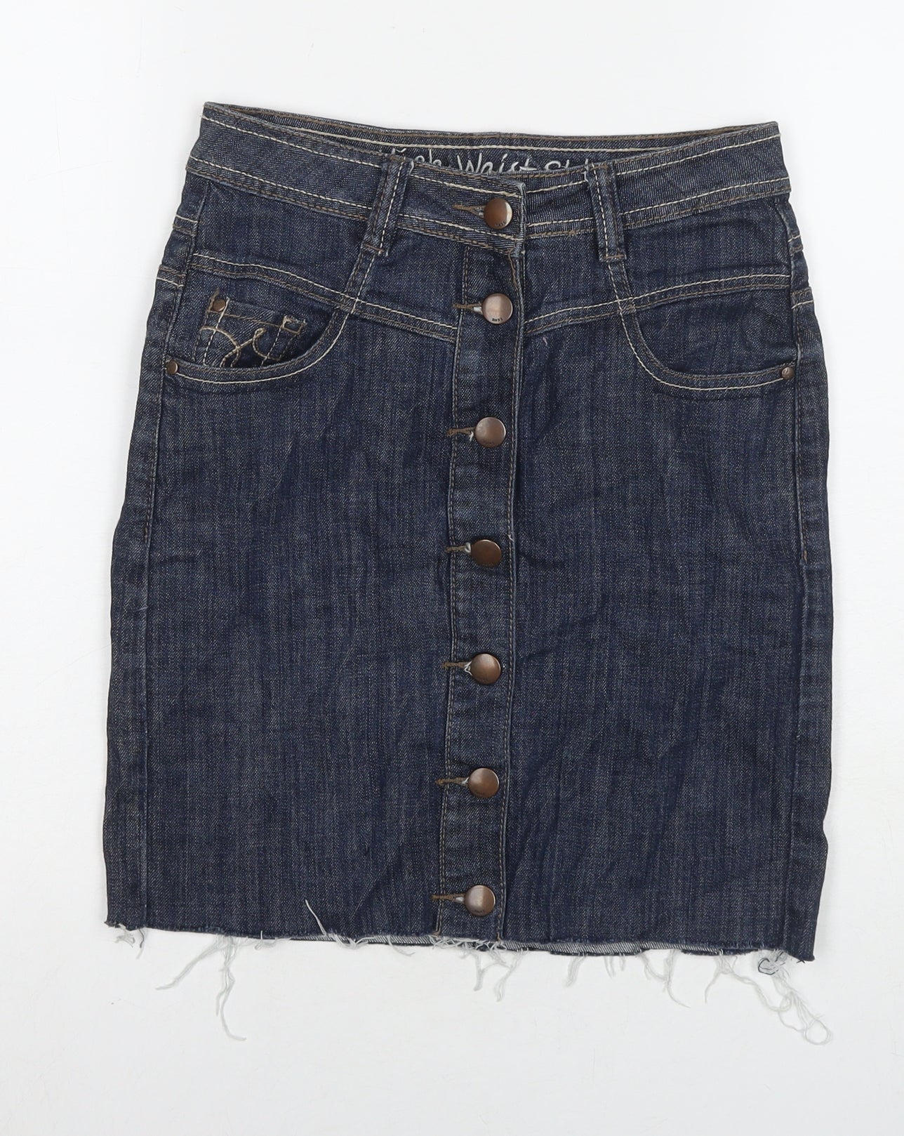 NEXT Womens Blue Cotton A-Line Skirt Size 6 Zip