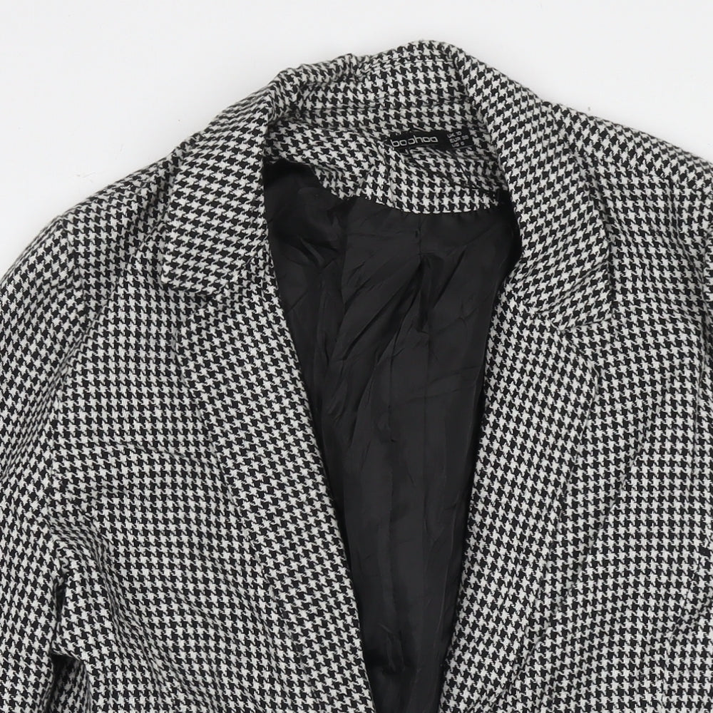 Boohoo Womens Multicoloured Herringbone Jacket Blazer Size 10