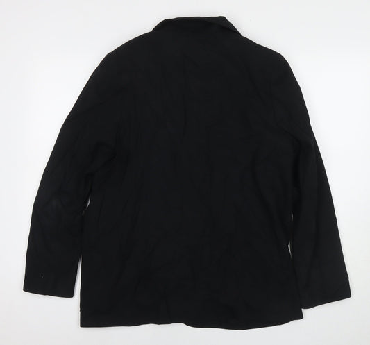 Marks and Spencer Womens Black Biker Blazer Size 14 Button