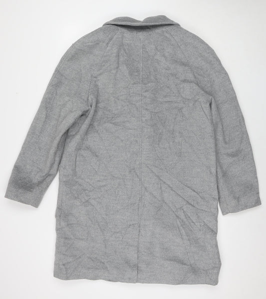 Marks and Spencer Womens Grey Overcoat Coat Size 14 Buckle