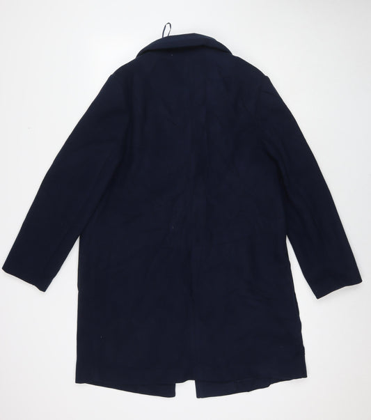 Marks and Spencer Womens Blue Overcoat Coat Size 14 Button
