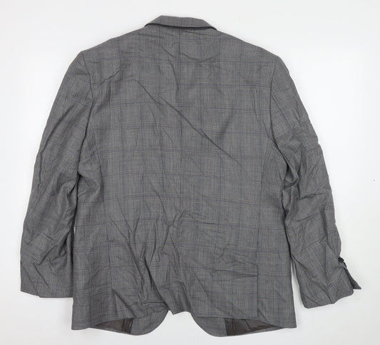 Marks and Spencer Mens Grey Check Wool Jacket Suit Jacket Size 42 Regular