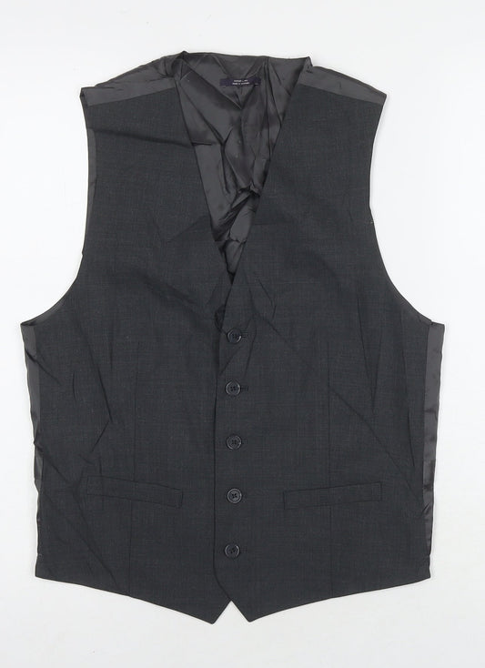 Marks and Spencer Mens Grey Wool Jacket Suit Waistcoat Size S Regular