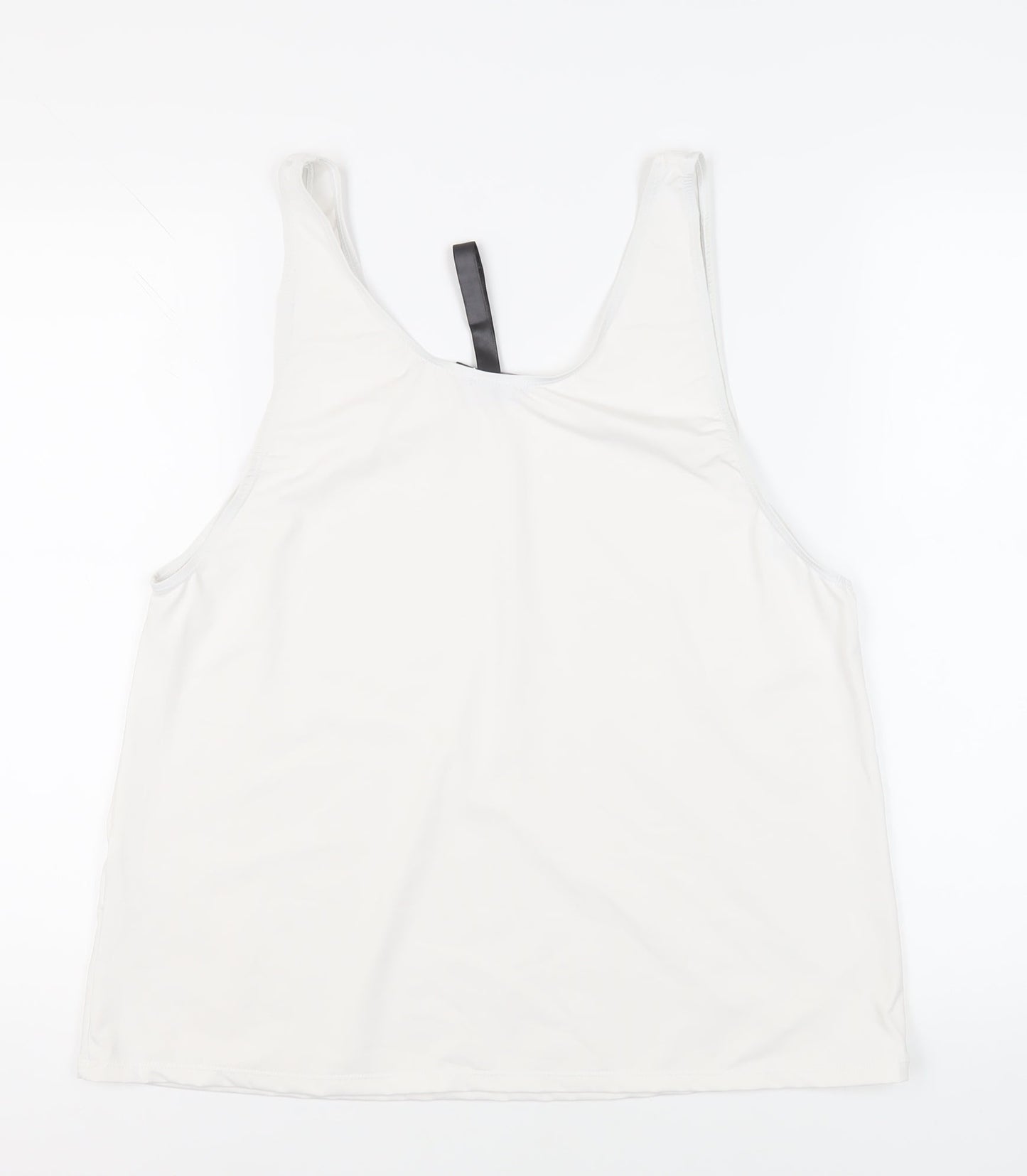 Boohoo Womens White Polyester Pullover Tank Size 8 Scoop Neck Pullover - Gym Workout Running