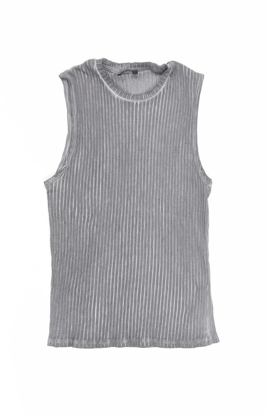 ASOS Womens Grey Cotton Basic Tank Size M Crew Neck - Ribbed