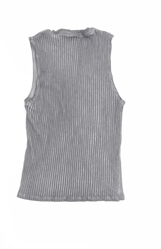 ASOS Womens Grey Cotton Basic Tank Size M Crew Neck - Ribbed
