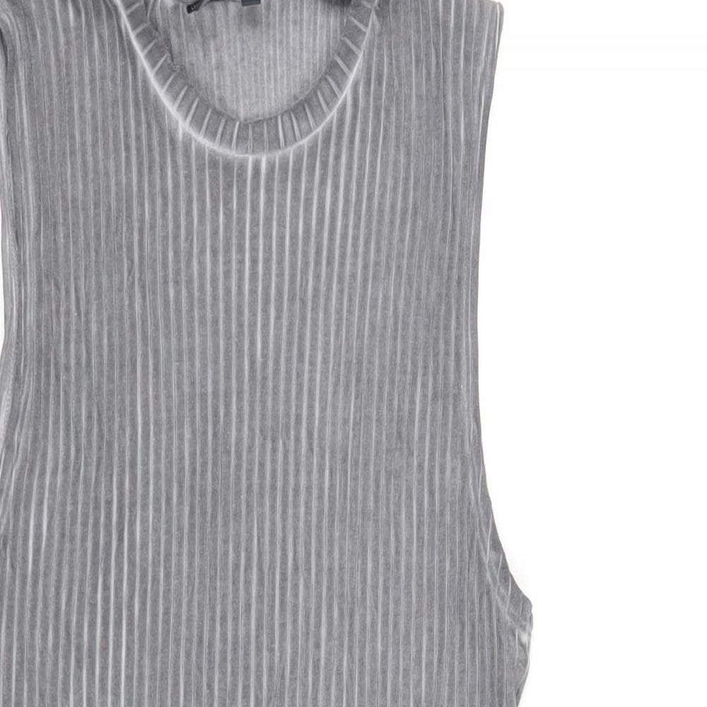 ASOS Womens Grey Cotton Basic Tank Size M Crew Neck - Ribbed