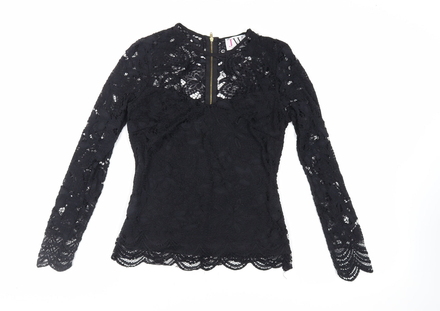 Jessica Wright Womens Black Polyester Basic Blouse Size 10 Round Neck - Cut Out Detail