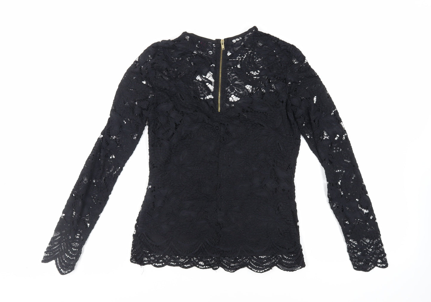 Jessica Wright Womens Black Polyester Basic Blouse Size 10 Round Neck - Cut Out Detail