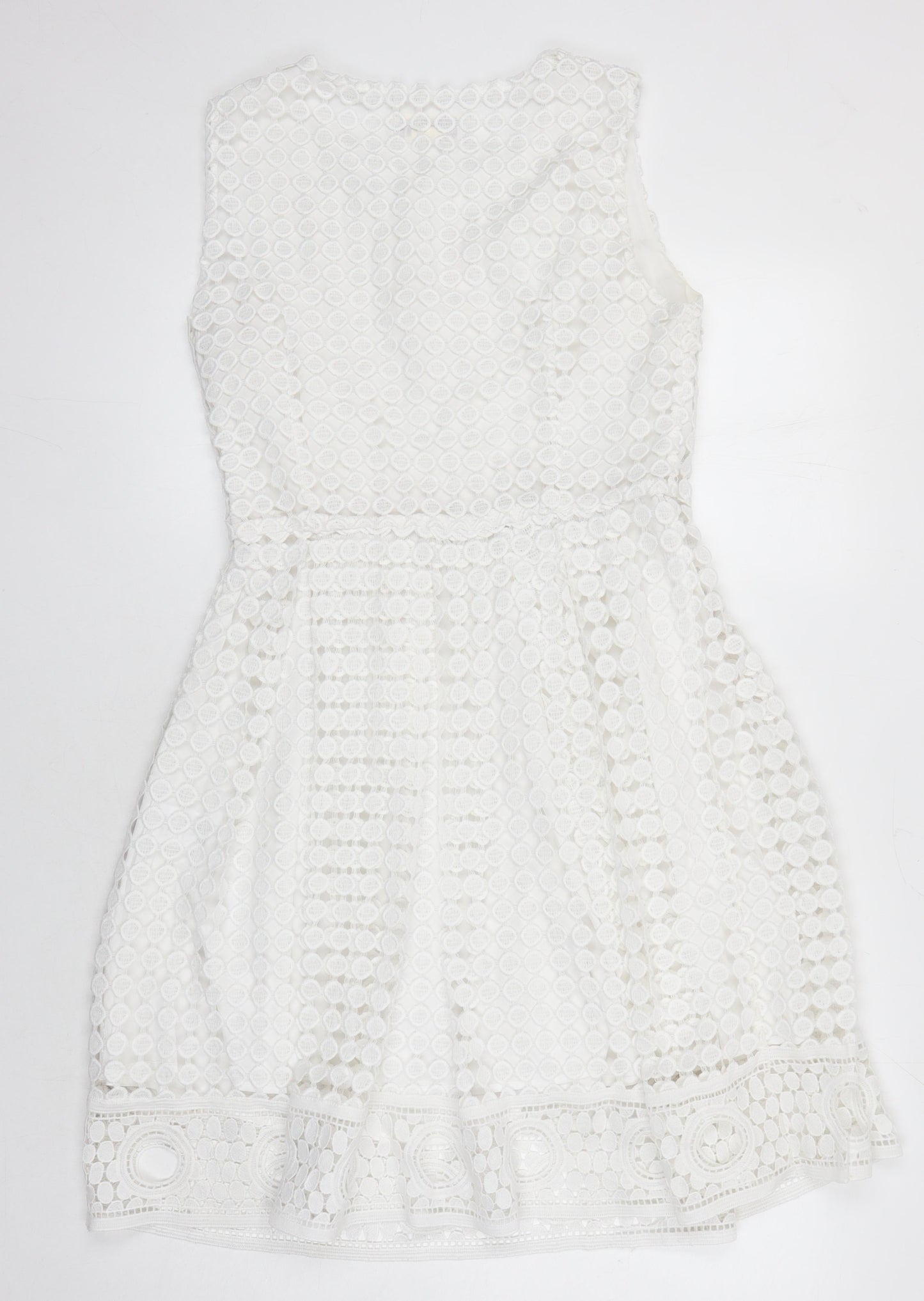 Voluez Vous Womens White Polyester A-Line Size M Round Neck