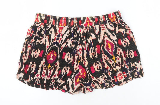 ANNA Womens Multicoloured Geometric Viscose Blend Basic Shorts Size S Regular