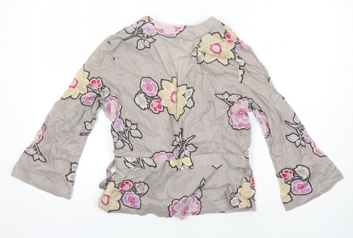Great Plains Womens Multicoloured Floral 100% Cotton Kimono Blouse Size L V-Neck