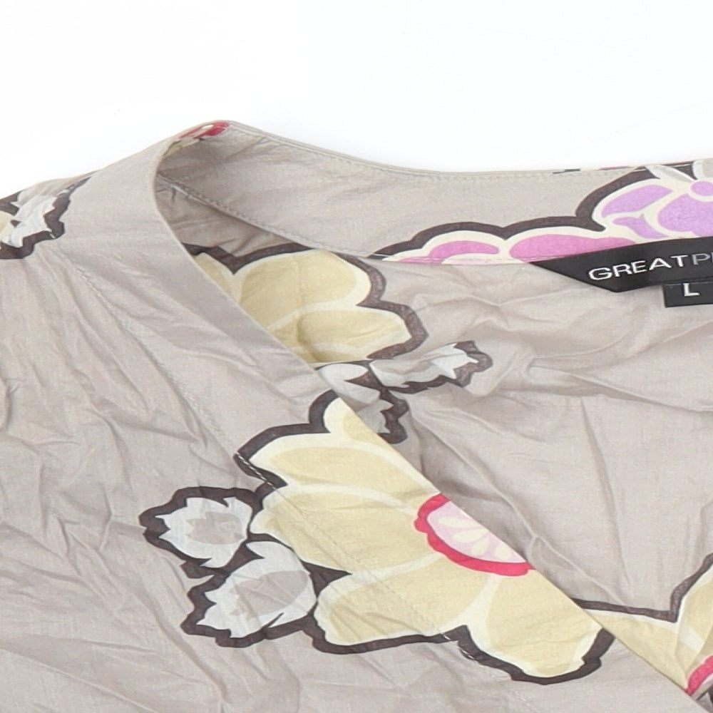Great Plains Womens Multicoloured Floral 100% Cotton Kimono Blouse Size L V-Neck