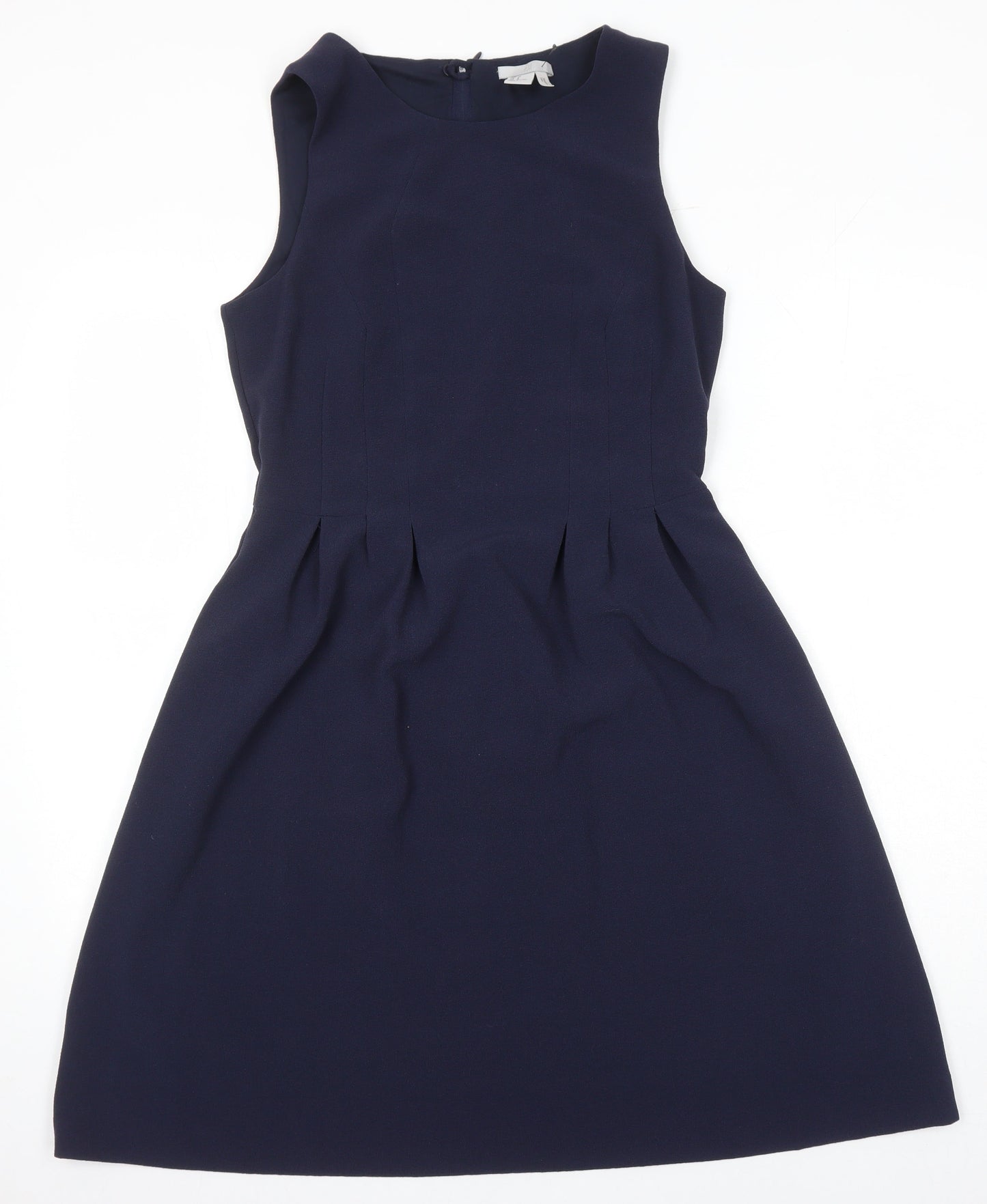 H&M Womens Blue Polyester A-Line Size 10 Boat Neck
