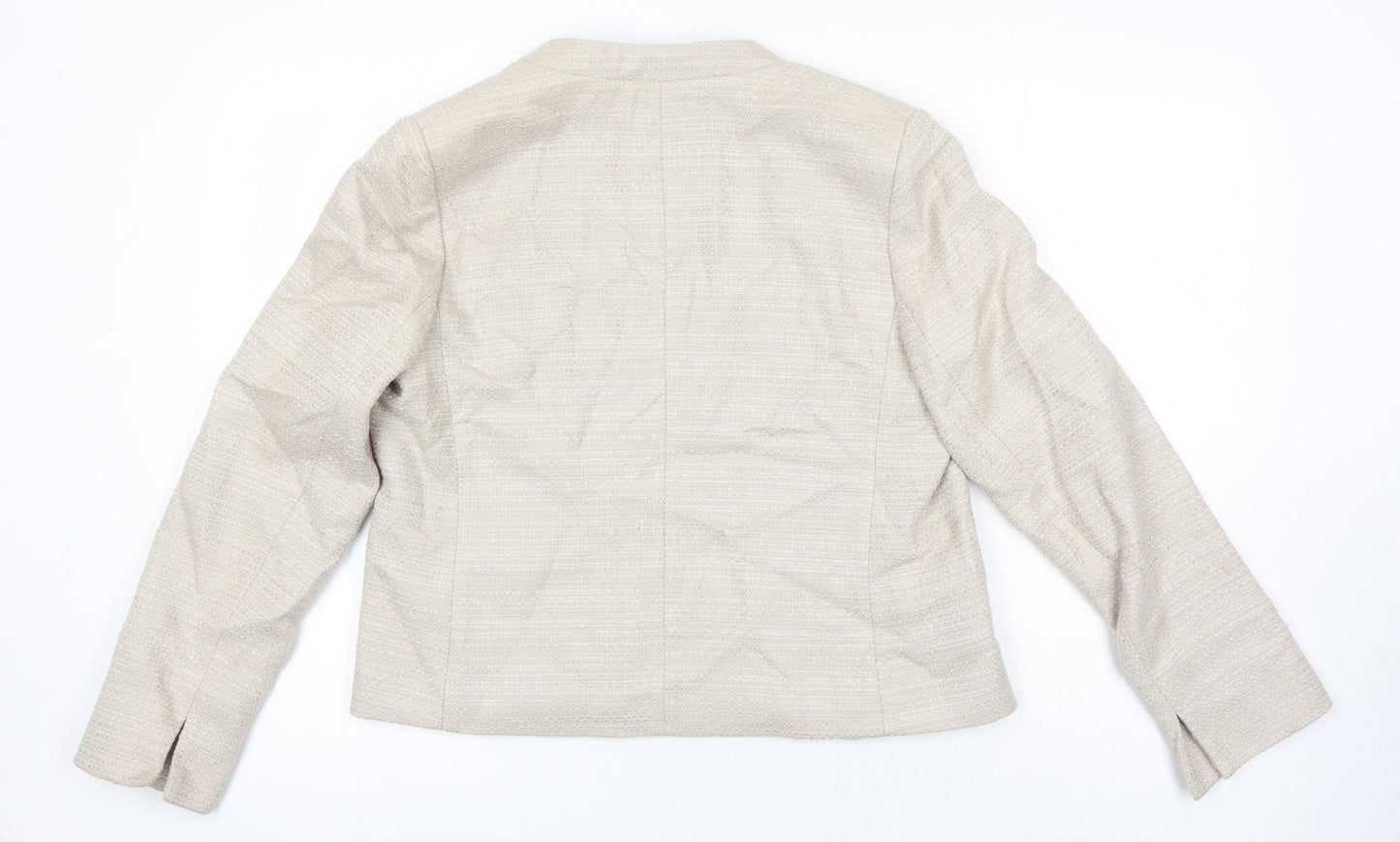 BM Collection Womens Beige Herringbone Jacket Blazer Size 10
