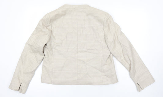 BM Collection Womens Beige Herringbone Jacket Blazer Size 10
