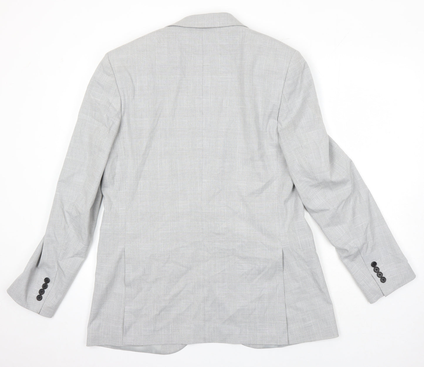 M&S Mens Grey Check Polyester Jacket Blazer Size 42 Big & Tall