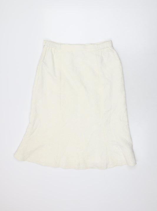 Roman Womens White Floral Polyester Flare Skirt Size 12 Zip