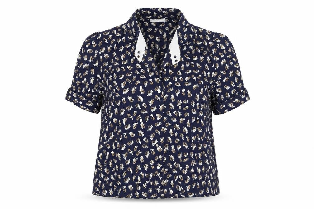 Berkertex Womens Blue Geometric Polyester Basic Button-Up Size 18 Collared