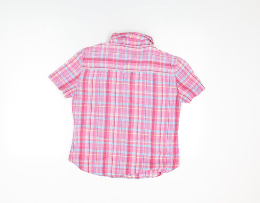 Republique Boys Pink Plaid Cotton Basic Button-Up Size L Collared Button