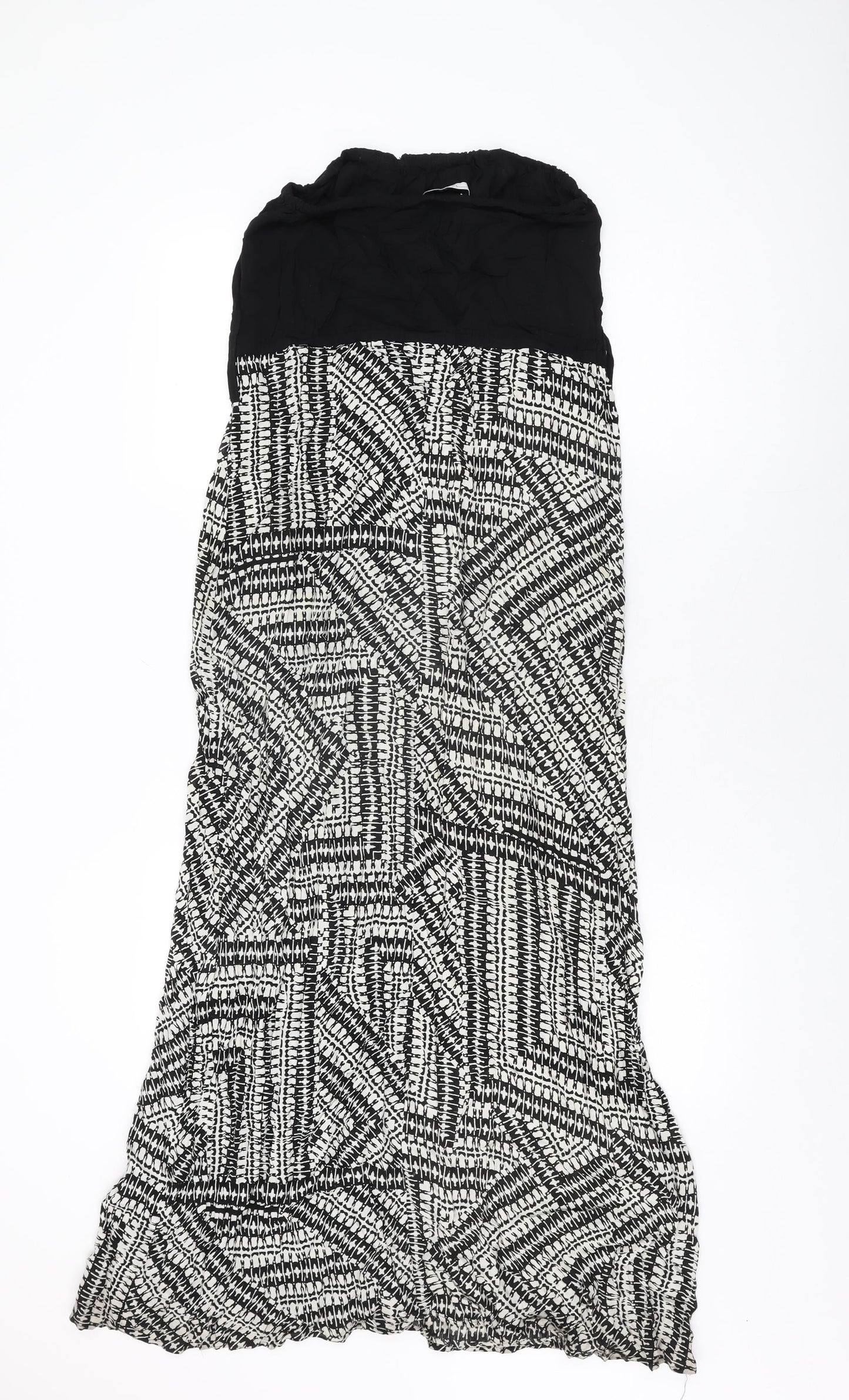 New Look Womens Black Geometric Viscose Maxi Size 10 Off the Shoulder Pullover