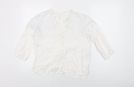 Hollister Womens White Viscose Basic Button-Up Size S V-Neck