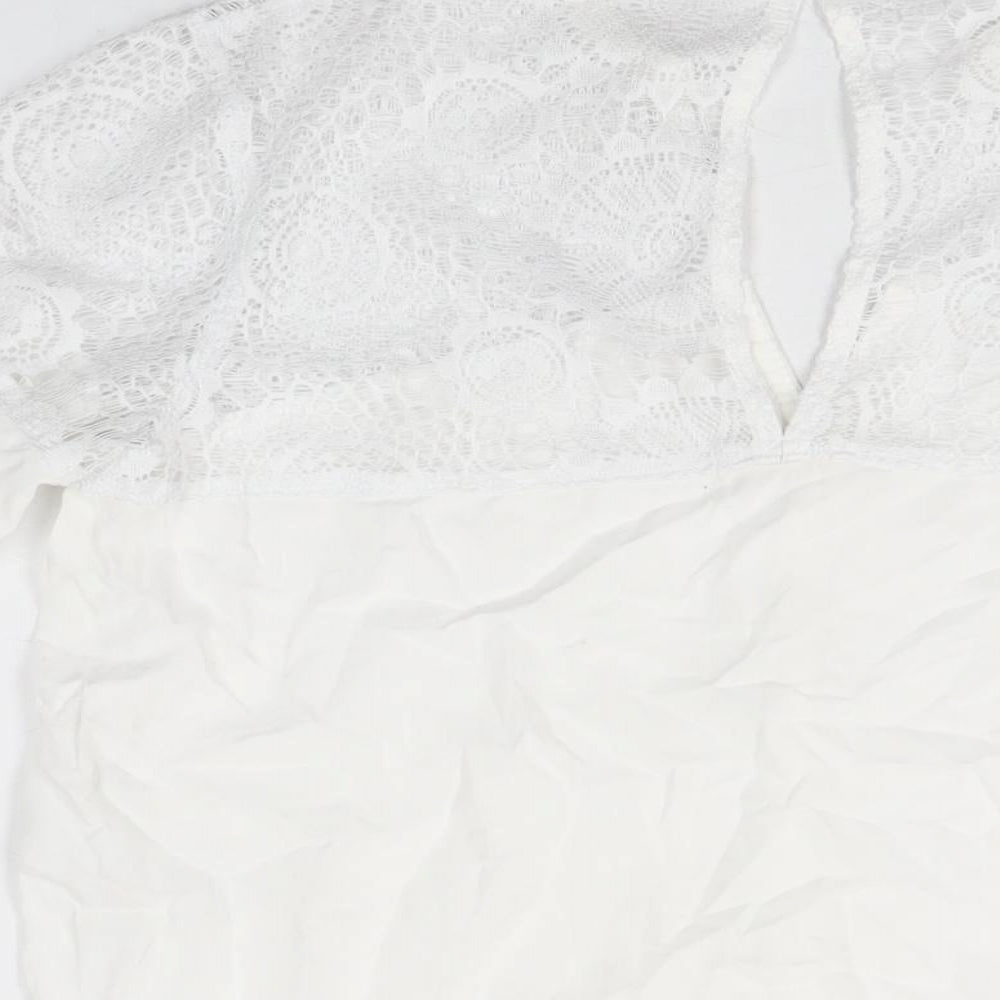 Hollister Womens White Viscose Basic Button-Up Size S V-Neck