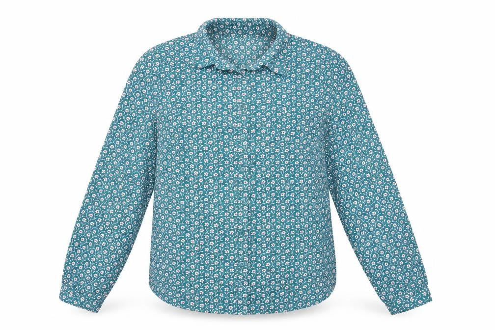 Marks & Spencer Womens Blue Floral Polyester Basic Button-Up Size 14 Collared