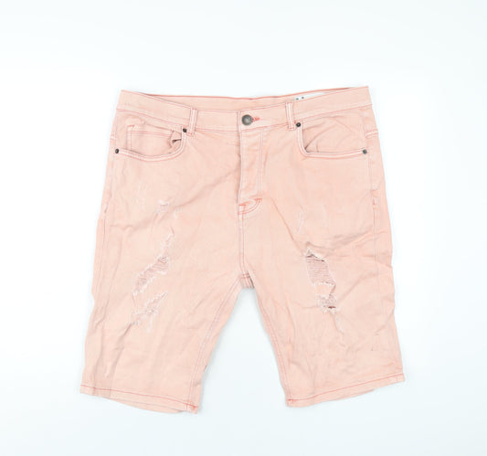 Denim & Co. Mens Pink Cotton Bermuda Shorts Size 38 in L11 in Regular Button