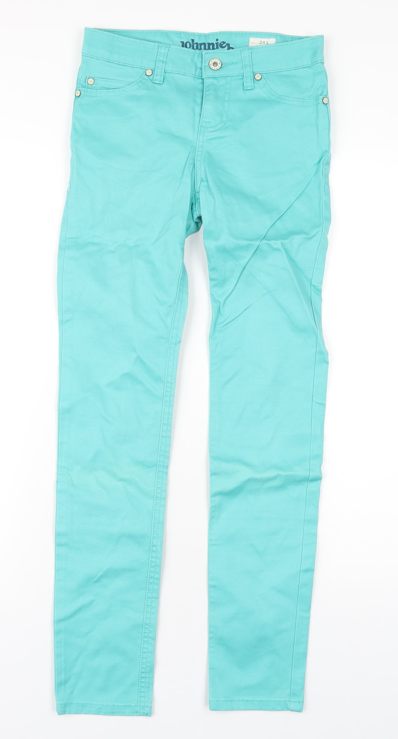 Johnnie B Womens Green Cotton Skinny Jeans Size 24 in L29 in Regular Zip